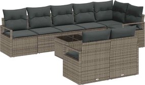 vidaXL Σετ Καναπέ 9 pcs Γκρι συνθετικό ρατάν