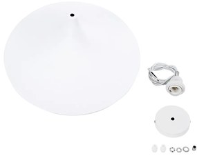 GloboStar® SHANGHAI WHITE 01026-B Μοντέρνο Κρεμαστό Φωτιστικό Οροφής Μονόφωτο 1 x E27 Λευκό Μεταλλικό Καμπάνα Φ37 x Υ17cm