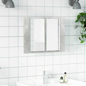 vidaXL Ντουλάπι Μπάνιου με Καθρέφτη και LED Γκρι Σκυροδέμ. Ακρυλικός