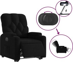 vidaXL Πολυθρόνα Ηλεκτρική Ανακλινόμενη με Ανύψωση Μαύρη Υφασμάτινη