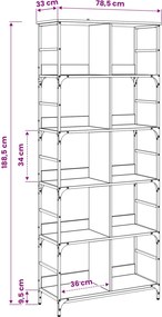 vidaXL Ράφι Βιβλίων 4 επιπέδων 78,5 x 33 x 188,5 εκ. μέταλλο PB