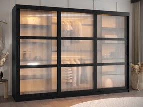 Ντουλάπα Flutes 250 Συρόμενη-Μαύρο