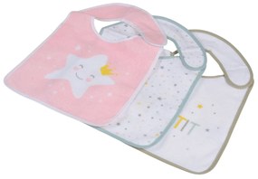 Σαλιάρες 6+ Μηνών (Σετ 3τμχ) L-C White/Pink 6REP259