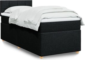 vidaXL Κρεβάτι Boxspring με Στρώμα Μαύρο 90x190 εκ.Υφασμάτινο