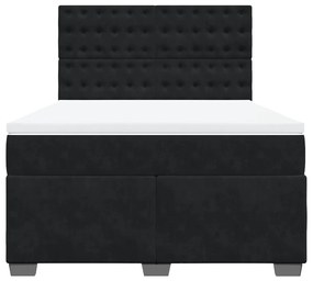 vidaXL Κρεβάτι Boxspring με Στρώμα Μαύρο 140x200 εκ. Βελούδινο
