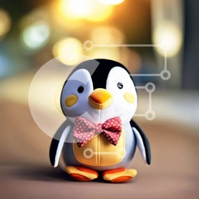 Intra Συλλεκτικό Ξύλινο Παζλ Plywood 4mm - Χαριτωμένο γεμιστό παιχνίδι πιγκουίνου με παπιγιόν Σε Ξύλινο Κουτί - Διαστάσεις Puzzle: 10x10 cm – 25 κομμάτια