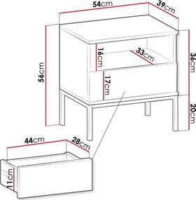 Κομοδίνο Haven - 54.00Χ39.00Χ56.00cm