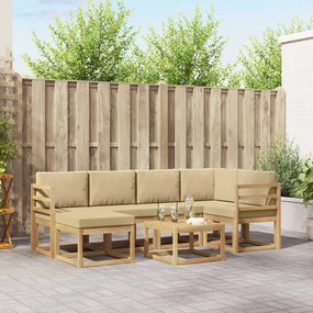 vidaXL Σειρά Καναπέ Εξωτερικού με μαξιλάρι 7 pcs Λευκό και Μπεζ