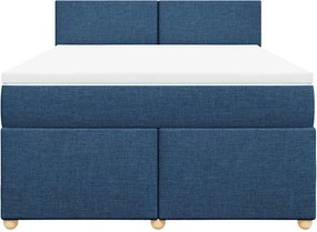 vidaXL Κρεβάτι Boxspring με Στρώμα Μπλε 140x190 εκ. Υφασμάτινο