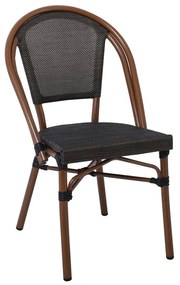 COSTA Καρέκλα Dining Αλουμινίου, Απόχρωση Καρυδί Textilene Μαύρο -  50x55x85cm