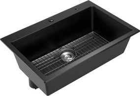 VEVOR 84 cm Granite Kitchen Sink Top Mount Single Bowl Drop-In Basin for RV Bar