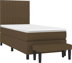 vidaXL Κρεβάτι Boxspring με Στρώμα Σκούρο Καφέ 100x200 εκ. Υφασμάτινο