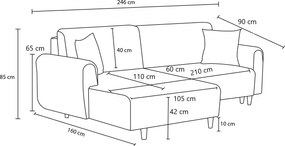 Corner Sofa-Bed Mane Right - Cream Cream