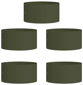 vidaXL Ζαρντινιέρες κήπου 5 pcs Λαδί 40 x 40 x 20 cm Ατσάλι
