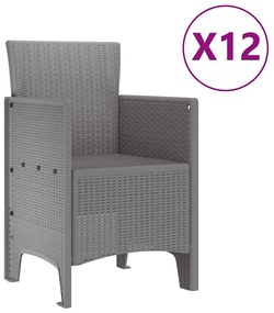 vidaXL Σέτ φαγητού για κήπο 13 pcs Ανοιχτό γκρι Rattan Polt