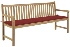 vidaXL Παγκάκι Κήπου 175 εκ. από Μασίφ Ξύλο Teak με Κόκκινο Μαξιλάρι