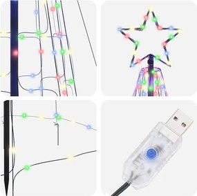 vidaXL Χριστουγεννιάτικο Δέντρο LED με Σφήνες Εδάφους Πολύχρωμο 400 cm