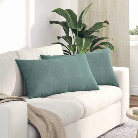 vidaXL Μαξιλάρι Καναπέ 2 pcs Θαλασσί 80 x 40 cm Υφασμάτινο Κορντουρά