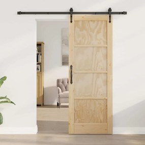 vidaXL Συρόμενη Πόρτα Φυσικό και μαύρο 73.5 x 198.5 εκ.
