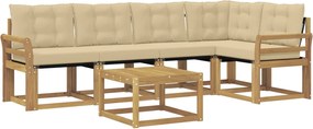 vidaXL Σειρά Καναπέ Εξωτερικού με μαξιλάρι 6 pcs Λευκό και Μπεζ