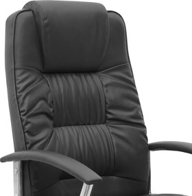 Καρέκλα γραφείου διευθυντική Arial Megapap από τεχνόδερμα χρώμα μαύρο 62x63x112/122εκ.