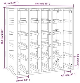 Ραφιέρα Κρασιών 58,5 x 33 x 60,5 εκ. από Μασίφ Ξύλο Πεύκου - Καφέ