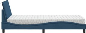 vidaXL Κρεβάτι με Στρώμα Hanko Μπλε 90x190 εκ.Υφασμάτινο