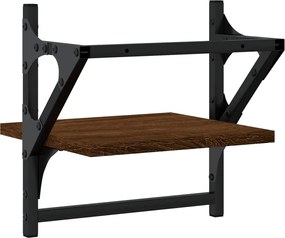 vidaXL Ράφια Τοίχου με Μπάρα 2 τεμ. Καφέ Δρυς 30x25x30 εκ.