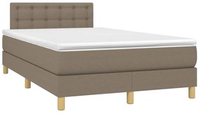 vidaXL Κρεβάτι Boxspring με Στρώμα &amp; LED Taupe 120x200 εκ. Υφασμάτινο