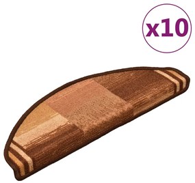 vidaXL Πατάκια Σκάλας Αυτοκόλλητα 10 τεμ. Καφέ 65x21x4 εκ.