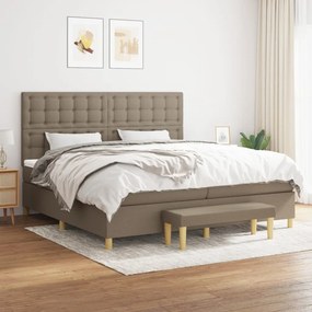 Κρεβάτι Boxspring με Στρώμα Taupe 200x200 εκ. Υφασμάτινο