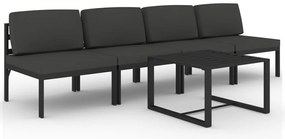 vidaXL Σαλόνι Κήπου 5 Τεμαχίων Ανθρακί Αλουμινίου με Μαξιλάρια