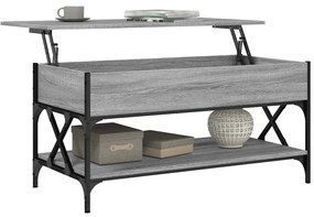 vidaXL Τραπεζάκι Σαλονιού Γκρι Sonoma 100x50x50 εκ. Επεξ. Ξύλο/Μέταλλο