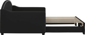 vidaXL Καναπές Κρεβάτι Συρόμενος Μαύρος 90x190 εκ. Ύφασμα