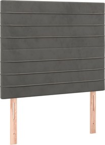 vidaXL Κρεβάτι Boxspring με Στρώμα Σκούρο Γκρι 90x190 εκ. Βελούδινο