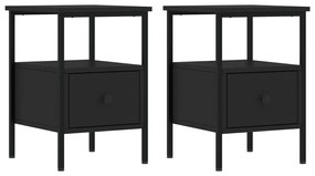 vidaXL Κομοδίνα 2 τεμ. Μαύρα 34 x 36 x 50 εκ. από Επεξεργασμένο Ξύλο