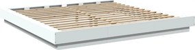 vidaXL Πλαίσιο Κρεβατιού με Φώτα LED Λευκό 200x200 εκ. Επεξ. Ξύλο