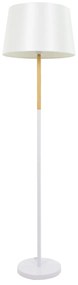 00828 GloboStar®  CEDAR 00828 Μοντέρνο Επιδαπέδιο Φωτιστικό Μονόφωτο 1 x E27 IP20 Λευκό Μέταλλο, Λευκό Ύφασμα με Μπεζ Ξύλο - Μ40 x Π40 x Υ148cm