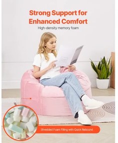 VEVOR 3 feet Round Bean Bag Chair with Removable Cover &amp; Dutch Velvet Pink