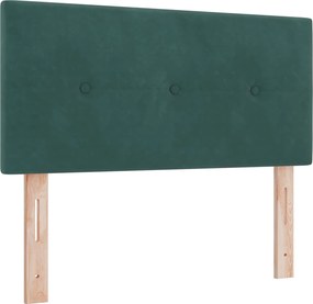 vidaXL Κρεβάτι Box Spring με Στρώμα και LED Σκούρο Πράσινο 90 x 200 cm