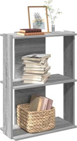 vidaXL Βιβλιοθήκη 3 Επιπέδων Γκρι Sonoma 60x30x80 εκ. Επεξεργ. Ξύλο