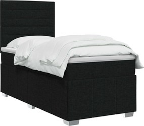 vidaXL Κρεβάτι box spring με στρώμα Μαύρο 90 x 200 cm Ύφασμα