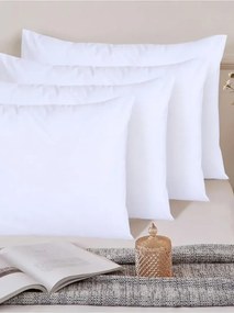 Σετ 4 τεμαχίων μαξιλαροθήκες από βαμβάκι με φερμουάρ και εσωτερική φόδρα Λευκό 50x70 cm
