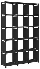 vidaXL Ραφιέρα με 15 Κύβους &amp; Κουτιά Μαύρη 103x30x175,5 εκ. Υφασμάτινη