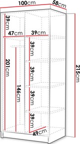 Ντουλάπα Bono II Δίφυλλη-Gkri-Mauro