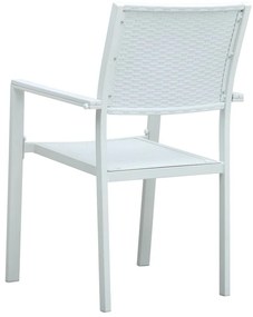 Καρέκλες Κήπου 4 τεμ. Λευκές με Όψη Ρατάν Πλαστικές - Λευκό