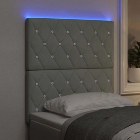 vidaXL Κεφαλάρι LED με φώτα λωρίδας LED Ανοιχτό γκρι 80 cm Βελούδο