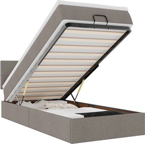 vidaXL Οθωμανικό κρεβάτι με στρώμα Taupe 100x200cm ύφασμα
