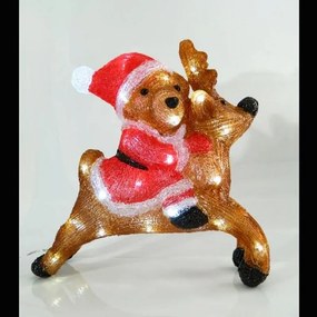 Magic Christmas Ακρυλικό Αρκουδάκι Με Ταρανδάκι 36x13x16cm 3D Με 40 Λευκά Led 600-40021