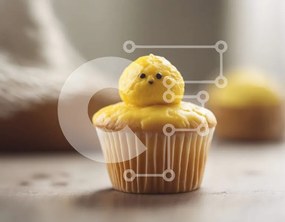 Intra Συλλεκτικό Ξύλινο Παζλ Plywood  4mm - Αξιολάτρευτο Cupcake κοτόπουλου σε ένα τραπέζι Σε Ξύλινο Κουτί - Διαστάσεις: 10x10 cm – 25 κομμάτια